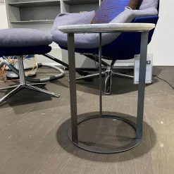 B&B Italia Beistelltische|Beistelltisch Mera Tavolino Durchmesser 39cm Platte Mamor Weiß Gestell Nickel Bronzefarben Lackiert