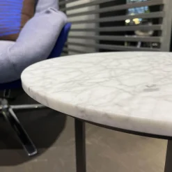 B&B Italia Beistelltische|Beistelltisch Mera Tavolino Durchmesser 39cm Platte Mamor Weiß Gestell Nickel Bronzefarben Lackiert