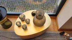 Christine Kröncke Couchtische|Beistelltisch Midas Messing Geschliffen Leicht Brüniert Sockel Handpoliert