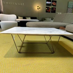 Walter Knoll Beistelltische|Couchtische|Beistelltisch Oki 131 T8 Platte Naturstein Bianco Lasa Weiß Gestell Messing Inklusive Kunststoffgleiter