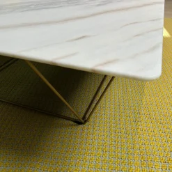 Walter Knoll Beistelltische|Couchtische|Beistelltisch Oki 131 T8 Platte Naturstein Bianco Lasa Weiß Gestell Messing Inklusive Kunststoffgleiter