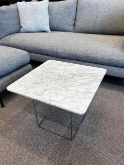 COR Beistelltische|Beistelltisch Pilotis T 7750 Tischplatte S02 Marmor Arabescato chia Weiß Grau Geschliffen Gestell Metall Chrom