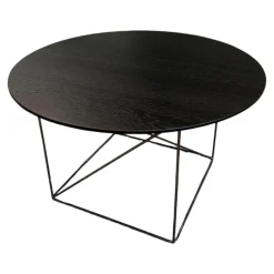 COR Beistelltische|Beistelltisch Pilotis T 7706 Tischplatte Eiche Massiv Dunkel Lackiert Schwarz Gestell Metall Schwarzchrom