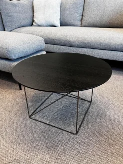 COR Beistelltische|Beistelltisch Pilotis T 7706 Tischplatte Eiche Massiv Dunkel Lackiert Schwarz Gestell Metall Schwarzchrom