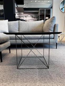 COR Beistelltische|Beistelltisch Pilotis T 7760 Tischplatte Massivholz Eiche Schwarz Dunkel Lackiert Metallgestell Schwarzchrom