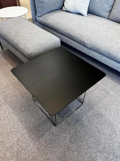 COR Beistelltische|Beistelltisch Pilotis T 7760 Tischplatte Massivholz Eiche Schwarz Dunkel Lackiert Metallgestell Schwarzchrom