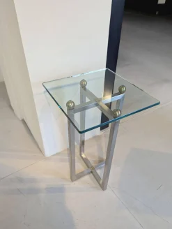 Dreieck Couchtische|Beistelltisch Platte Klarglas Gestell Metall Poliert