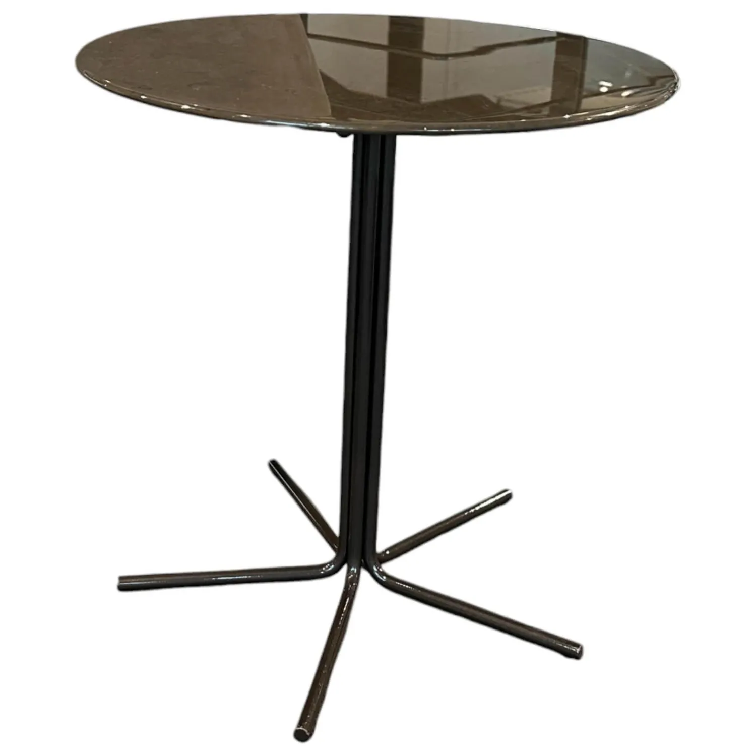 Minotti Beistelltische|Beistelltisch Rays Platte Stone Grey Marmor Grau Gestell Zinnfarbiges Finish Grau