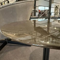 Minotti Beistelltische|Beistelltisch Rays Platte Stone Grey Marmor Grau Gestell Zinnfarbiges Finish Grau