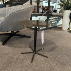 Minotti Beistelltische|Beistelltisch Rays Platte Stone Grey Marmor Grau Gestell Zinnfarbiges Finish Grau