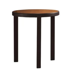 Minotti Beistelltische|Beistelltisch Riley Ruggine Platte Rost Gestell Leder Nature 04 Di Moro Dunkelbraun