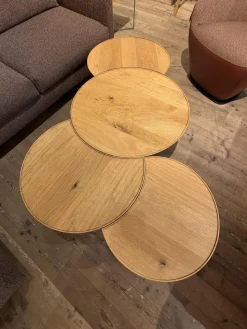 Scholtissek Beistelltische|Beistelltisch Set Sichel Platten Knorrige Eiche Natur Geölt Gestell Rundstahl Schwarz Pulverbeschichtet