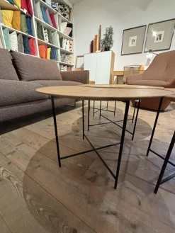 Scholtissek Beistelltische|Beistelltisch Set Sichel Platten Knorrige Eiche Natur Geölt Gestell Rundstahl Schwarz Pulverbeschichtet