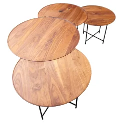 Scholtissek Beistelltische|Beistelltisch Sichel Massiv Nussbaum Geölt Platten Mit Profilkante Eisengestell Dunkel Schwarz