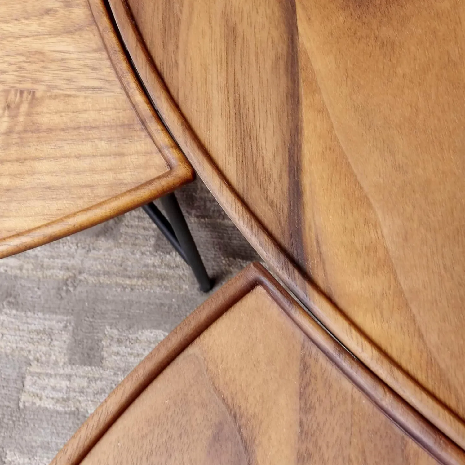 Scholtissek Beistelltische|Beistelltisch Sichel Massiv Nussbaum Geölt Platten Mit Profilkante Eisengestell Dunkel Schwarz