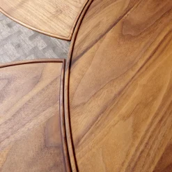 Scholtissek Beistelltische|Beistelltisch Sichel Massiv Nussbaum Geölt Platten Mit Profilkante Eisengestell Dunkel Schwarz