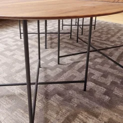 Scholtissek Beistelltische|Beistelltisch Sichel Massiv Nussbaum Geölt Platten Mit Profilkante Eisengestell Dunkel Schwarz