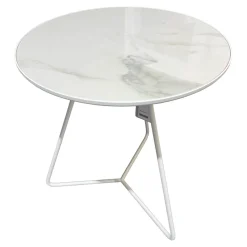 Möller Design Beistelltische|Beistelltisch Steely Mit Rand Keramikplatte Marimi Calacatt Gestell Strukturlack Kristallweiß