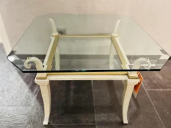 Eve Collection Beistelltische|Beistelltisch Sydra Platte Kristallglas Facettenschliff Gestell Eisen Vanille Weiß