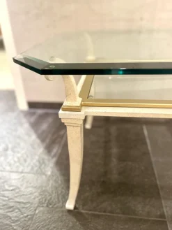 Eve Collection Beistelltische|Beistelltisch Sydra Platte Kristallglas Facettenschliff Gestell Eisen Vanille Weiß