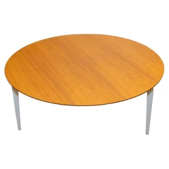 Kettnaker Beistelltische|Beistelltisch T2 Rund Platte Nussbaum Matt Lackiert Füße Metall Weiß Lackiert