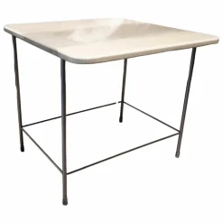 Baxter Beistelltische|Beistelltisch Table-Au Platte Holz Mit Kunstharz Weiß Hellgrau Gestell Metall