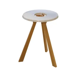 Team 7 Beistelltische|Beistelltisch Treeo Platte Carrara-C-Marmor Gestell Eiche Weißöl