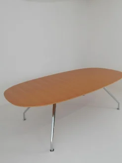 Wilkhahn Esstische|Besprechnungstisch Graph 300/00 Platte Furnier Eiche Natur Lackiert Gestell Glanzverchromt Mit Gleitern