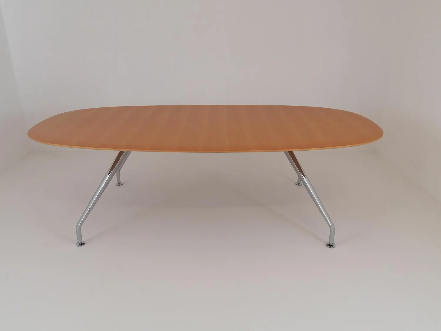 Wilkhahn Esstische|Besprechnungstisch Graph 300/00 Platte Furnier Eiche Natur Lackiert Gestell Glanzverchromt Mit Gleitern