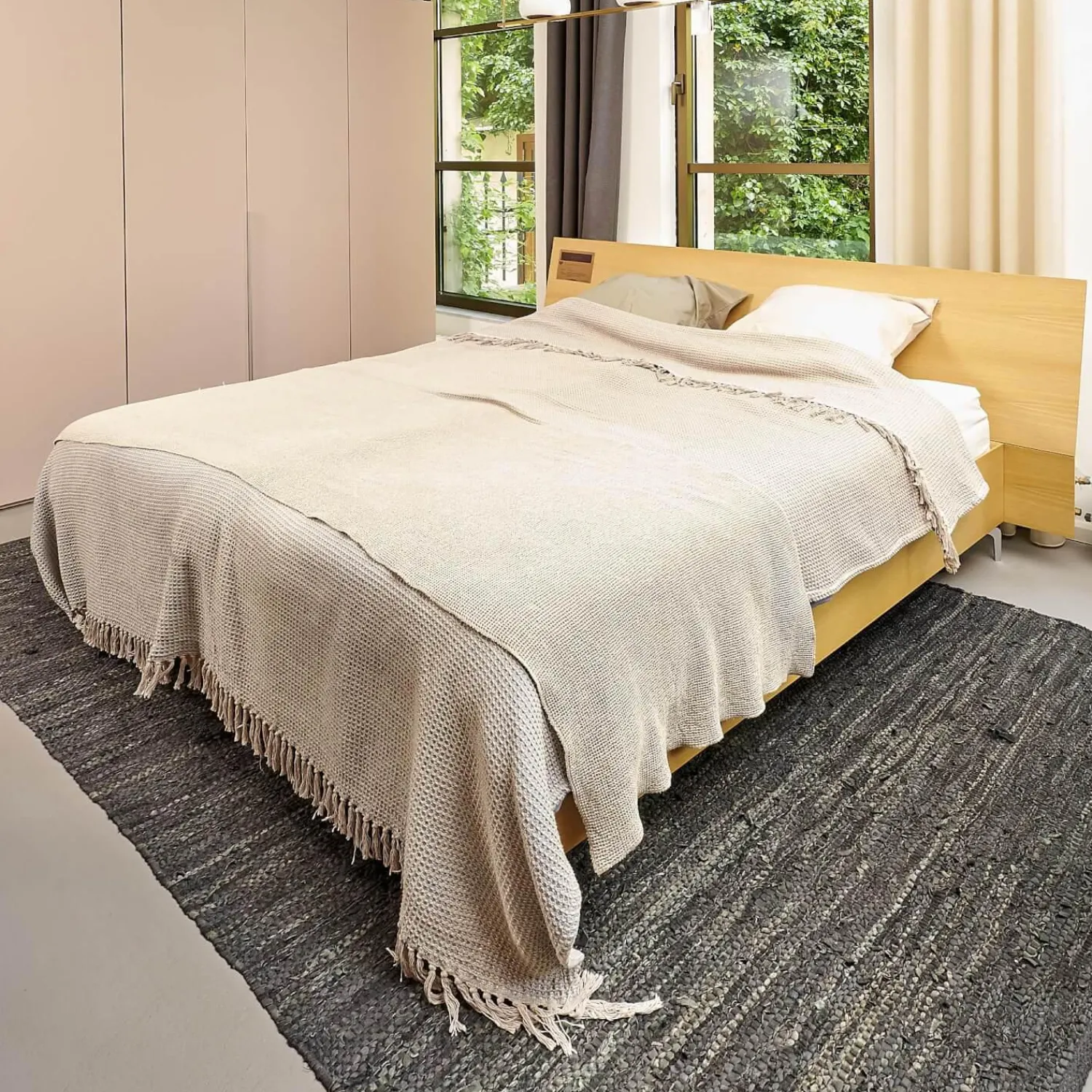 Kettnaker Polsterbetten|Bett B3 Eiche Furniert Hell Füße Verchromt Inklusive 2 Matratzen Und Lattenroste