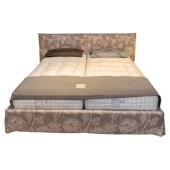 Riposana Polsterbetten|Bett Firenze Bezug Stoff Romo Madigan Chinchilla Grau Zylinderfüße Lack Schwarz Ohne Matratze Und Lattenrost