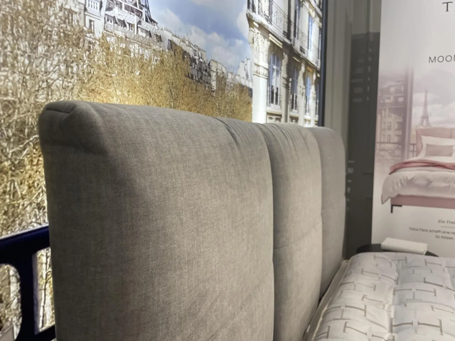 Treca Interiors Boxspringbetten|Bett Moon Stoff Endless CA16955 094 Grau Gestell Schwarz Matratze Imperial Symbiose Inklusive Topper Rivoli