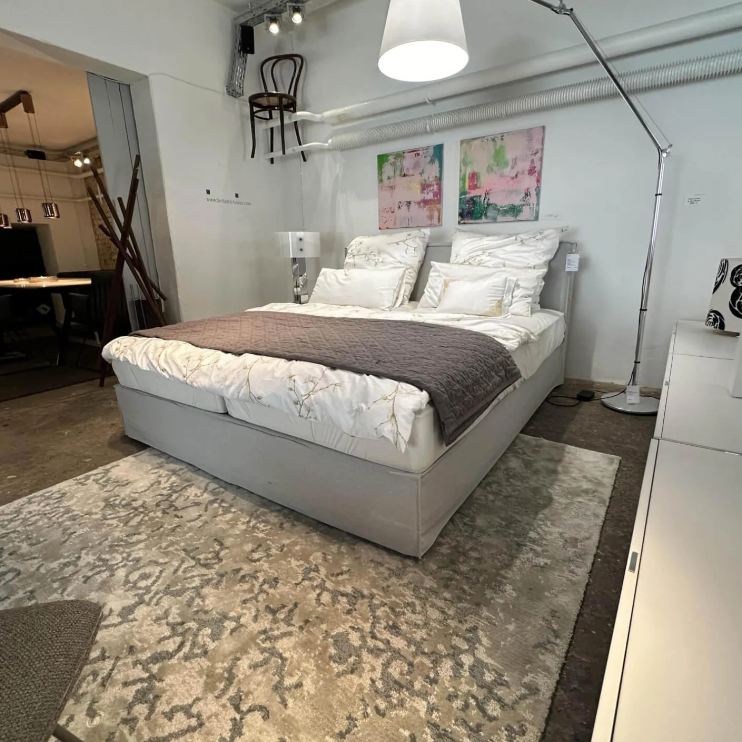 Schramm Boxspringbetten|Bett Purebeds Ell The Young Generation Stoff 1 Erik 640 Natur Grau Inklusive 2 Matratzen