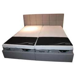 Tempur Polsterbetten|Bett Relax 180x200 Stoff Ash Grau mit Lattenrost und 2 Matratzen