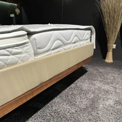 Team 7 Polsterbetten|Bett Riletto Nussbaum Naturöl Seiten Leder Kiesel Beige Mit 2 Laden