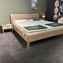 Team 7 Polsterbetten|Bett Sesam Eiche Kopfhaupt Holzfüllung Weißöl Leimholz Keilgezinkt Inklusive 2 Nachtkästchen Ohne Matratzen Ohne Lattenrost