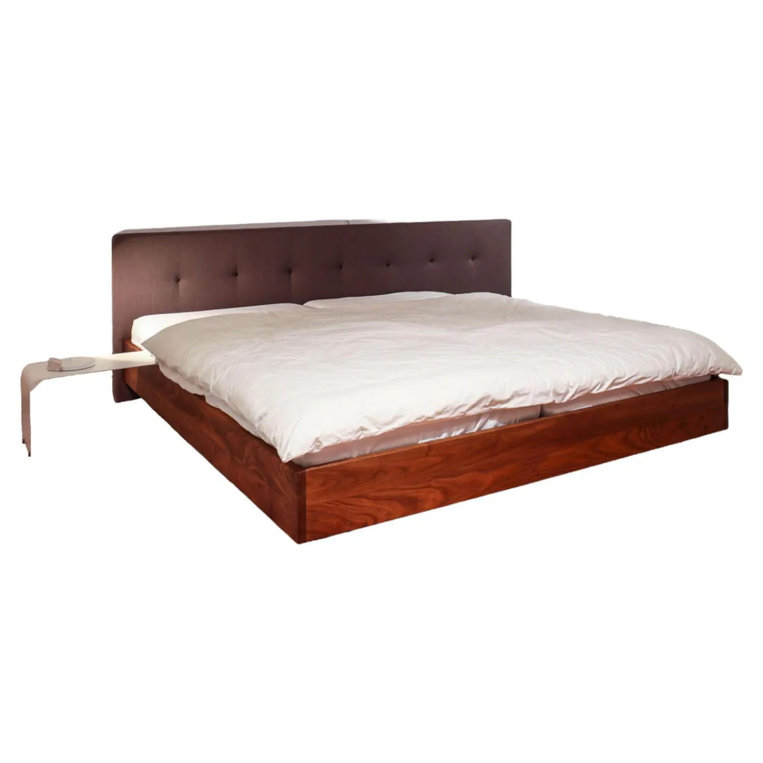 Zeitraum Polsterbetten|Bett Simple Button Massivholz Amerikanischer Nussbaum Polsterkopfteil 252 Mit Winkelablage Ohne Matratze Und Lattenrost