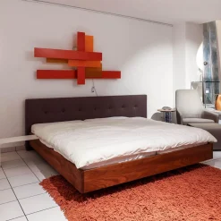 Zeitraum Polsterbetten|Bett Simple Button Massivholz Amerikanischer Nussbaum Polsterkopfteil 252 Mit Winkelablage Ohne Matratze Und Lattenrost