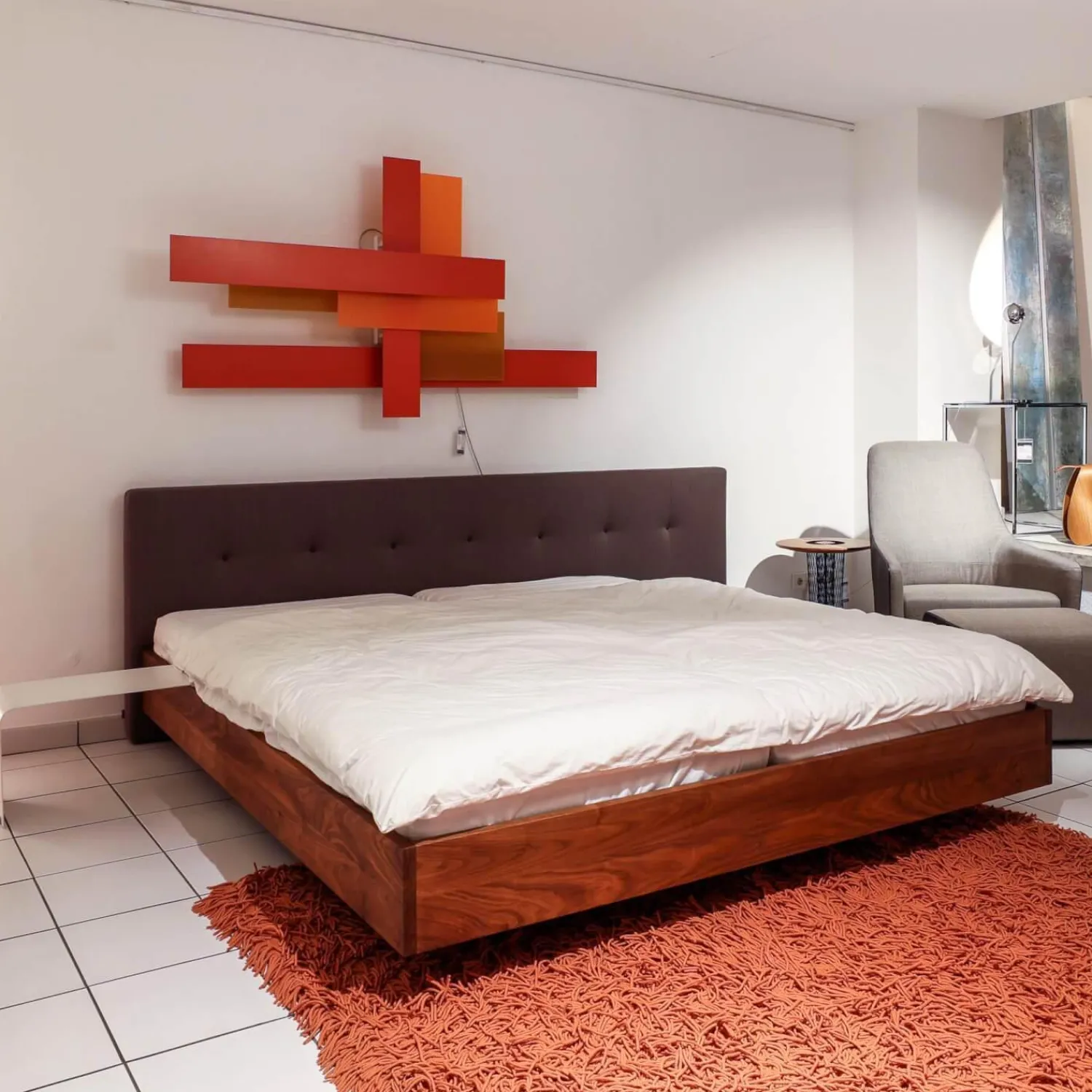 Zeitraum Polsterbetten|Bett Simple Button Massivholz Amerikanischer Nussbaum Polsterkopfteil 252 Mit Winkelablage Ohne Matratze Und Lattenrost