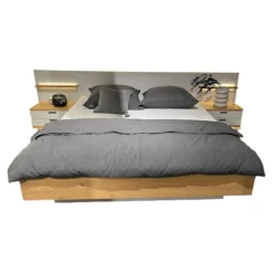 Rietberger Möbelwerke Polsterbetten|Bett Sonate Korpus Asteiche Furniert Kopfteil Lack Brillantgrau