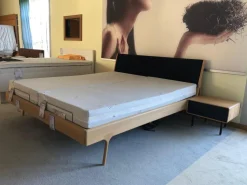 Gazzda Polsterbetten|Bettanlage Fawn Ausführung Eiche Massiv Weiß Geölt mit 2 Nachttischen Fina