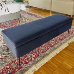 Sophisticated Living Bänke|Bettbank Backflip Stoff Samt dunkelblau Allure Velvet CA 1357055 C