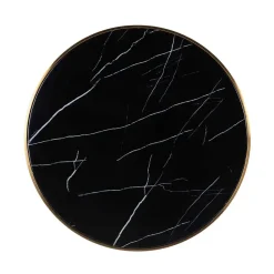 Richmond Beistelltische|Bistrotisch Zenza Kunstmarmor Schwarz Gestell Edelstahl Schwarz