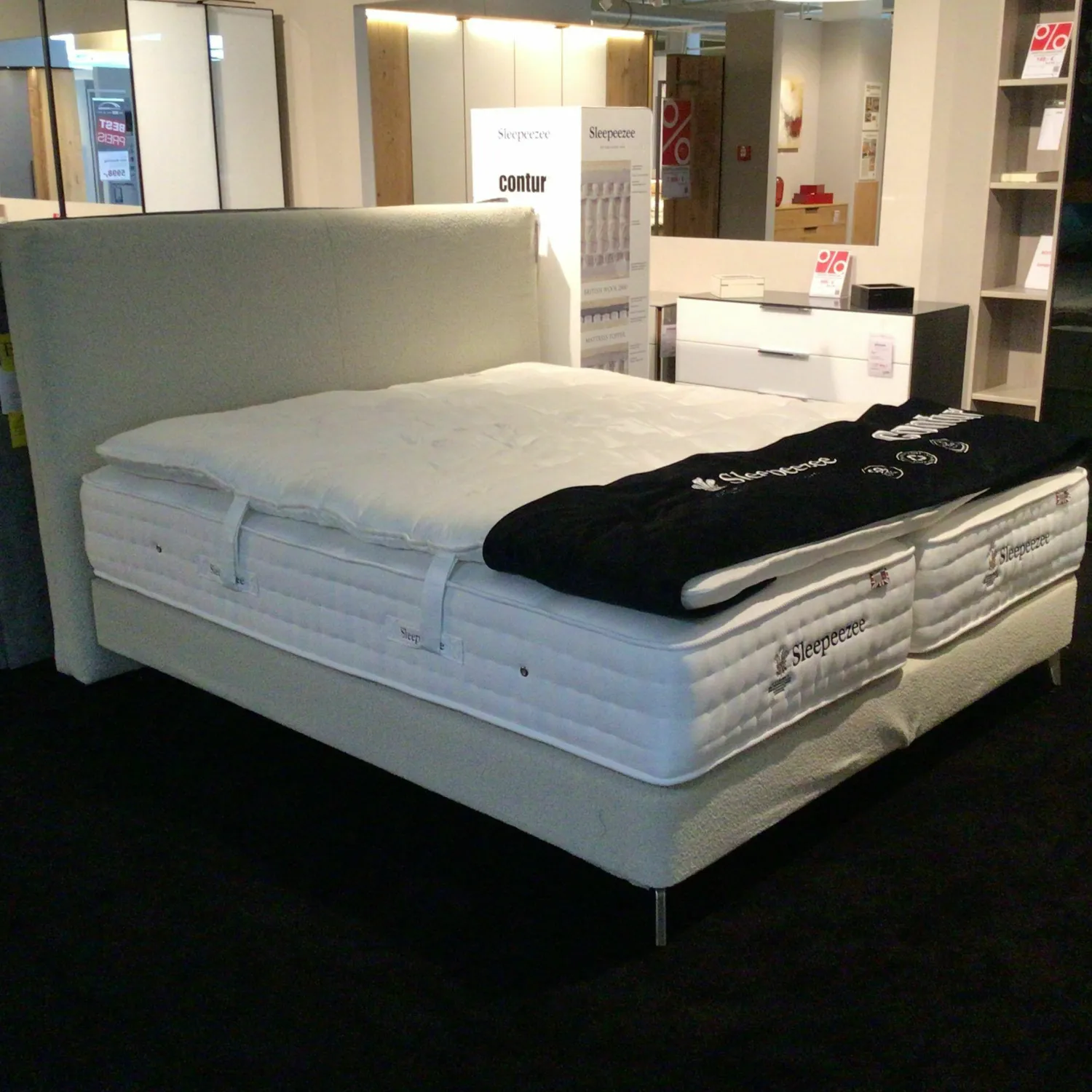 Contur Boxspringbetten|Boxspringbett 4600 Stoff Copenhagen 901 Beige Inklusive Topper Und Matratzen