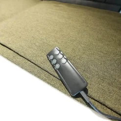 Femira Boxspringbetten|Boxspringbett Atlanta 0514238 Stoff 9153 Grün Kopfteil 3 Steppung Kachel Füße Schwarz Mit Fernbedienung Und Matratze