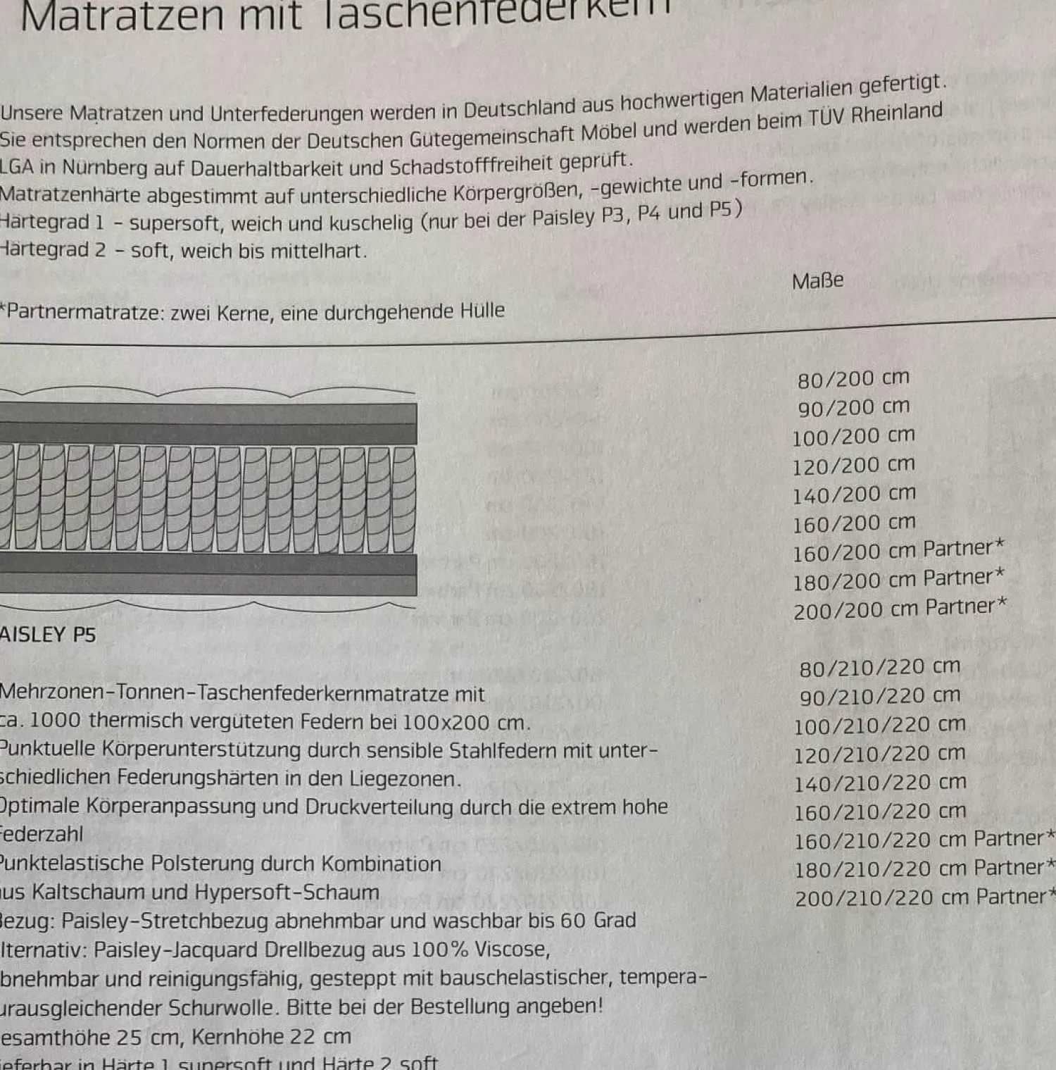 Möller Design Boxspringbetten|Boxspringbett Bohemian C Leder Acacia Grau mit Matratze Paisley P5