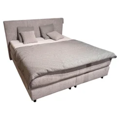 Oschmann Boxspringbetten|Boxspringbett Easy Better Stoff Famosa Ecru 351000 Grau Fuß Schwebeoptik Schwarz Inklusive Matratze Und Topper