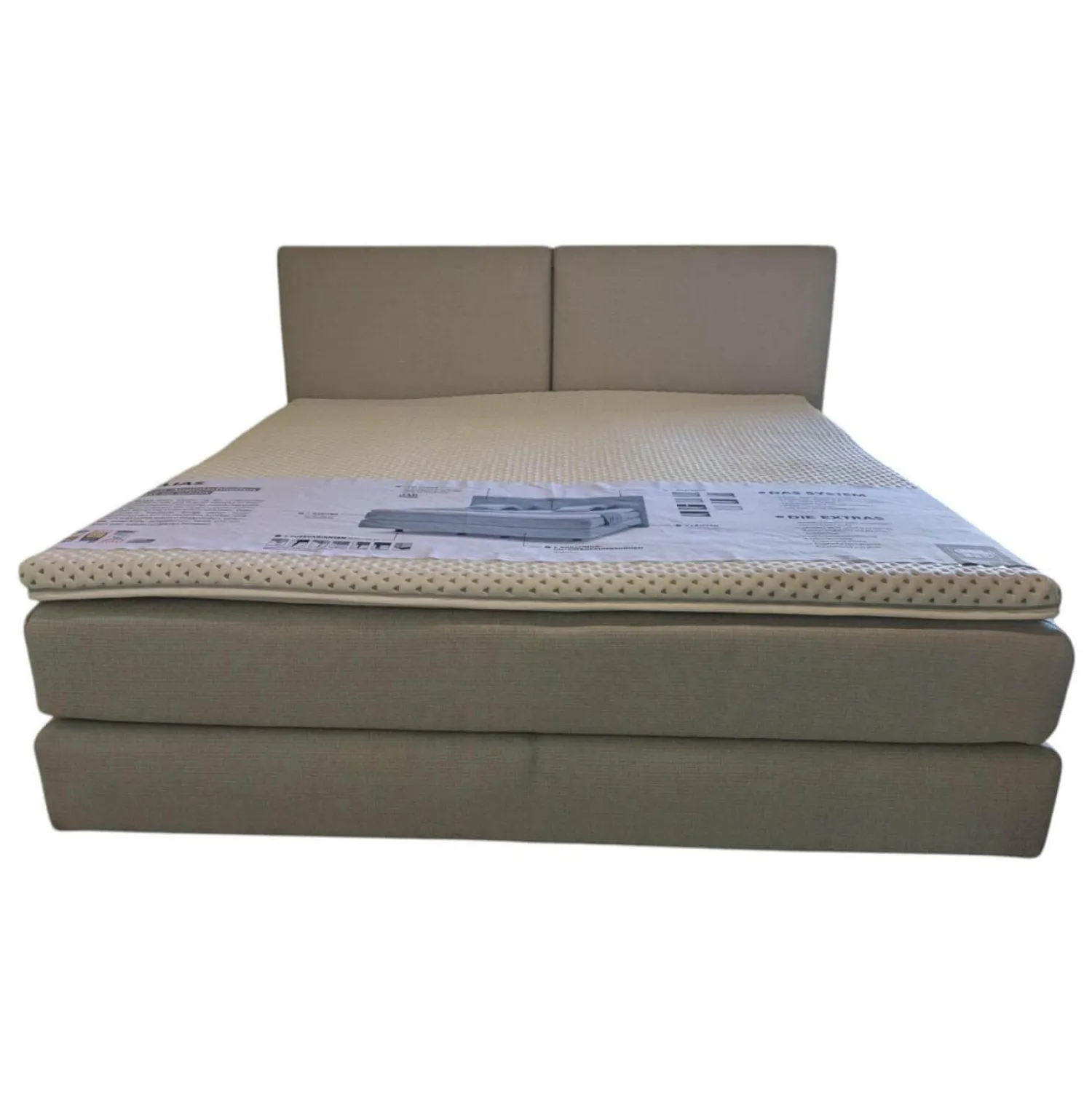 Musterring Boxspringbetten|Boxspringbett Elias Stoff 87017 Mitttelgrau mit Matratze und Topper