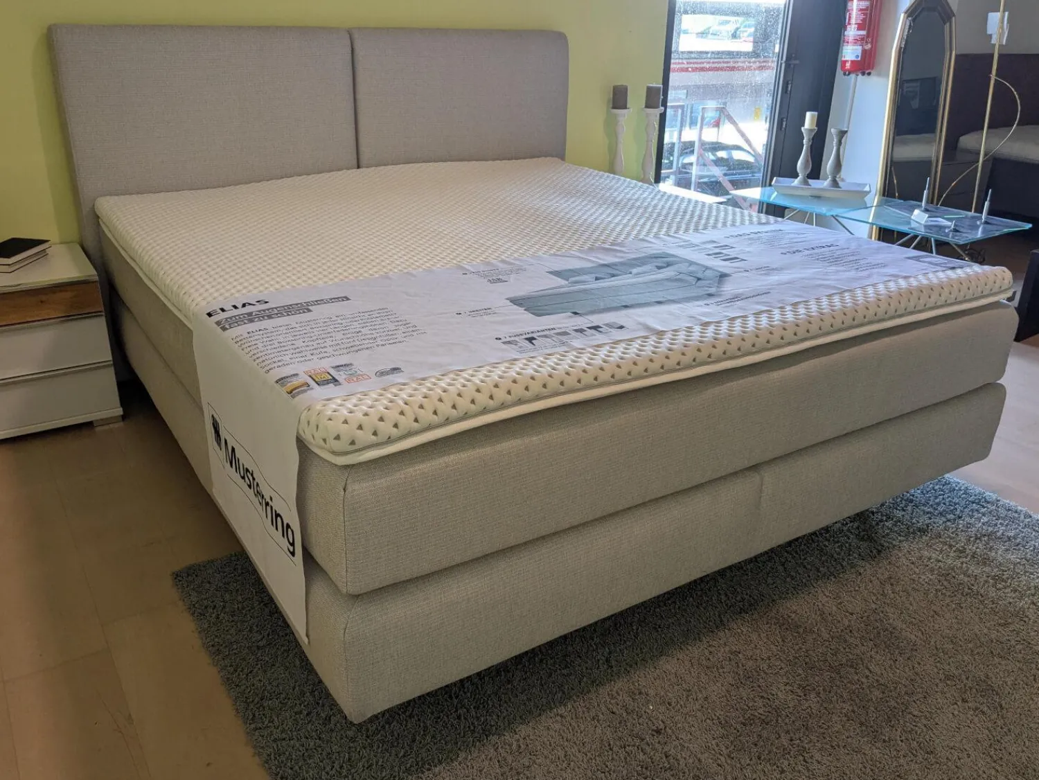 Musterring Boxspringbetten|Boxspringbett Elias Stoff 87017 Mitttelgrau mit Matratze und Topper