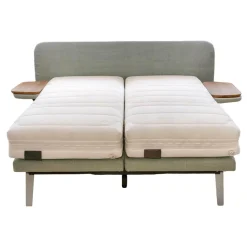 Velda Boxspringbetten|Boxspringbett Finesse Stoff KSC Mint Fuß Alu Rahmen Starr Mit 2 Matratzen Und 2 Nachtkkommoden